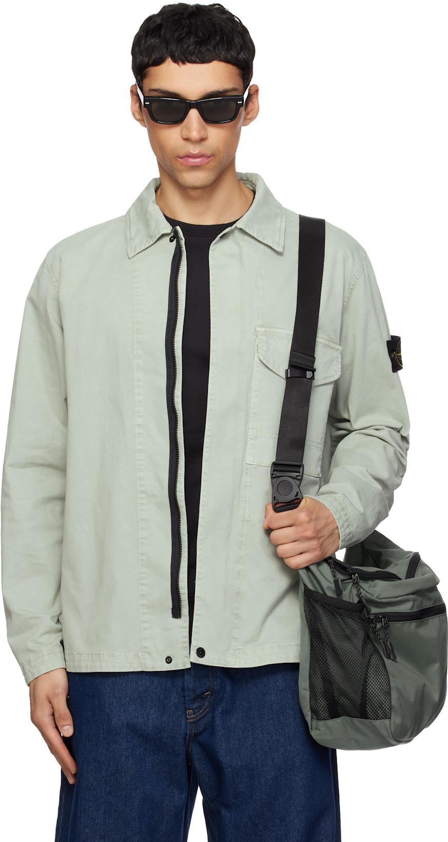 Green 1200001 Organic Cotton Stretch 'Old' Effect Jacket by STONE ISLAND