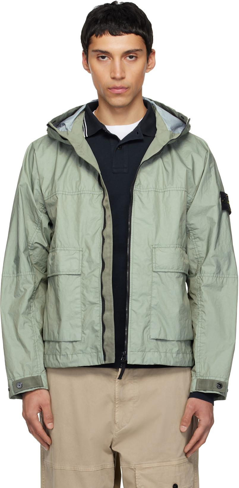 Green 410004 Membrana 3L TC Hooded Jacket by STONE ISLAND