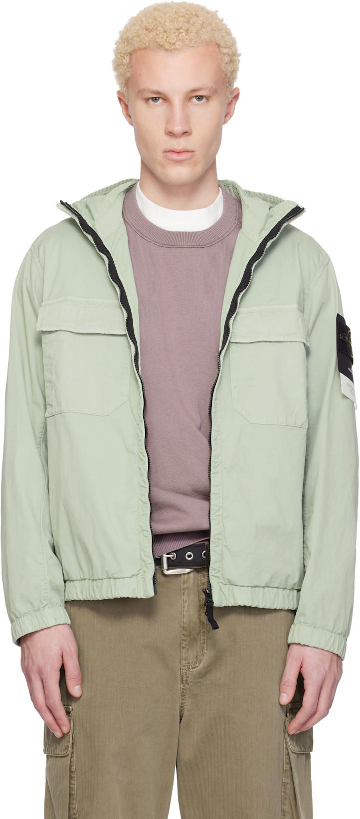 Green 4100077 Stretch Organic Cotton Twill Jacket by STONE ISLAND