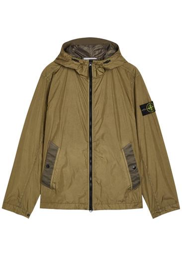 Hooded crinkled shell jacket by STONE ISLAND