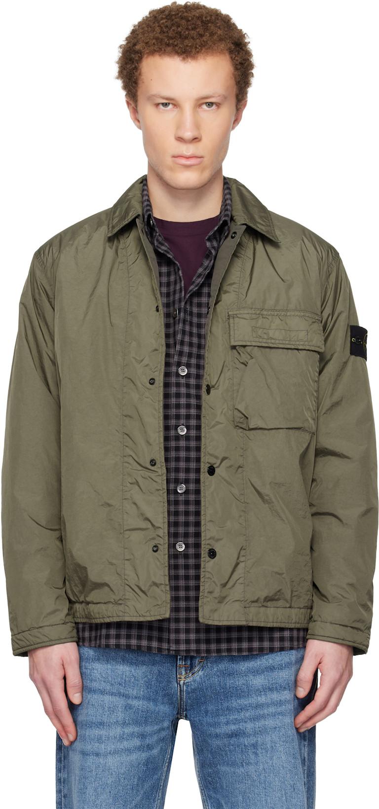 Khaki 1200002 Crinkle Reps NY Overshirt by STONE ISLAND