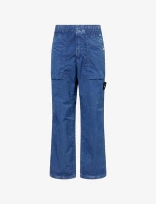 Logo-Patch Straight-Leg Woven Trousers by STONE ISLAND