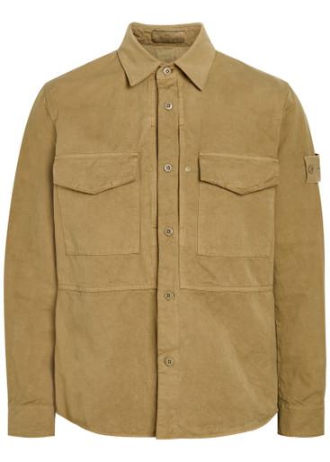 Logo cotton and linen-blend overshirt by STONE ISLAND