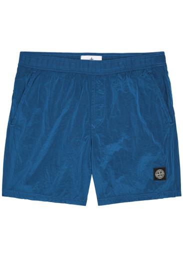Logo crinkled nylon swim shorts by STONE ISLAND
