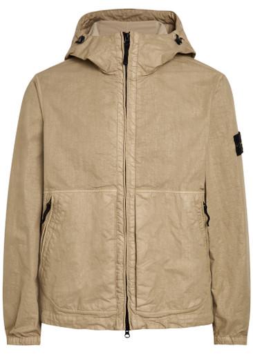 Logo hoodied nylon jacket by STONE ISLAND