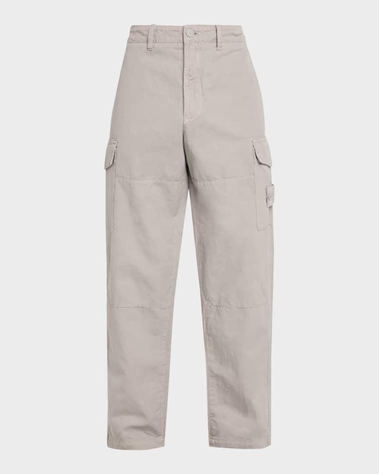 Men's Cotton and Linen Cargo Pants by STONE ISLAND