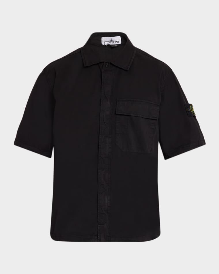 Men's Stretch Cotton Zip-Front Utility Shirt by STONE ISLAND