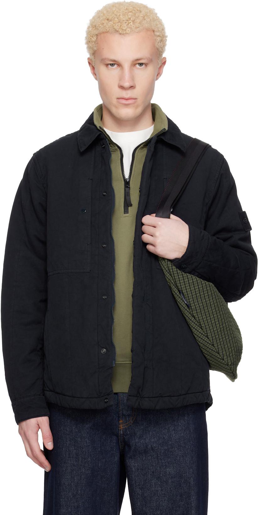 Navy 4100038 Cotton Linen Quilted-TC Ghost Jacket by STONE ISLAND