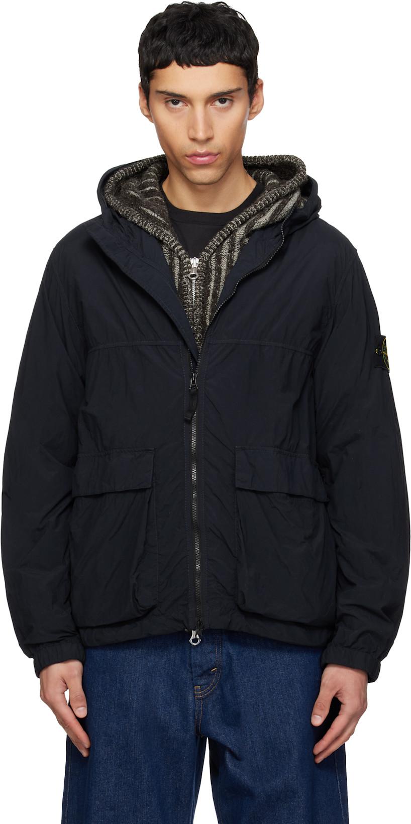 Navy 4100112 Nylon Smerigliato-TC Jacket by STONE ISLAND