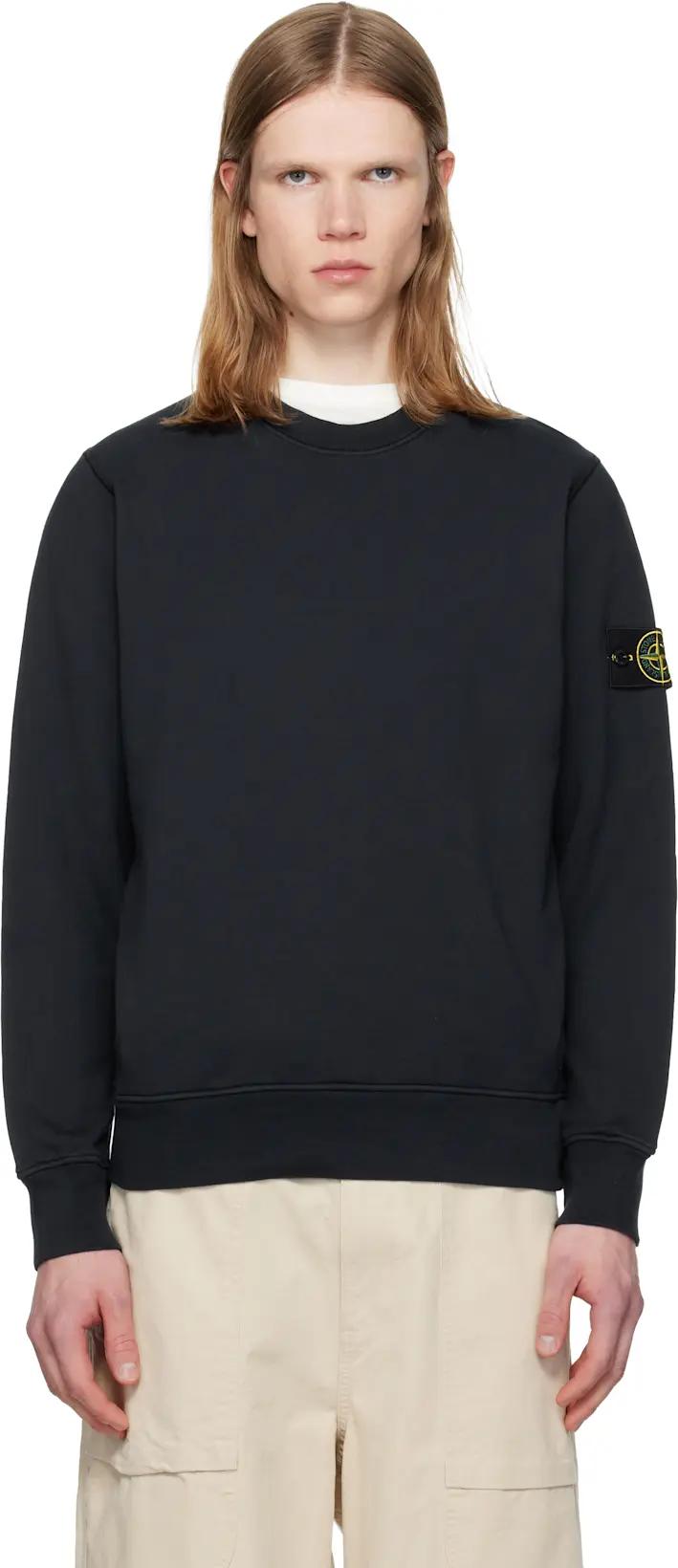 Navy 6100060 Organic Cotton Fleece Sweatshirt by STONE ISLAND