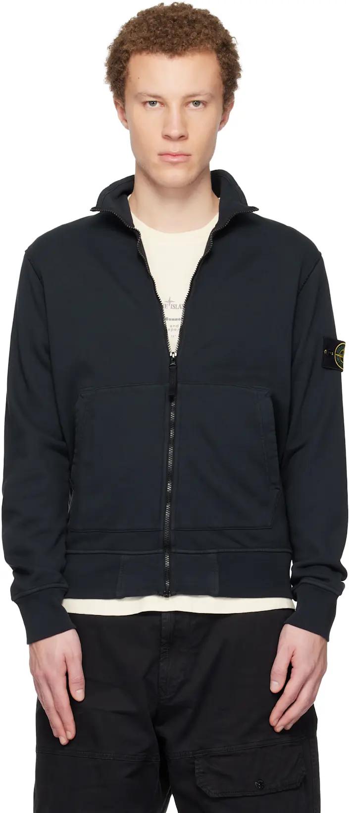 Navy 6100063 Organic Cotton Fleece Jacket by STONE ISLAND