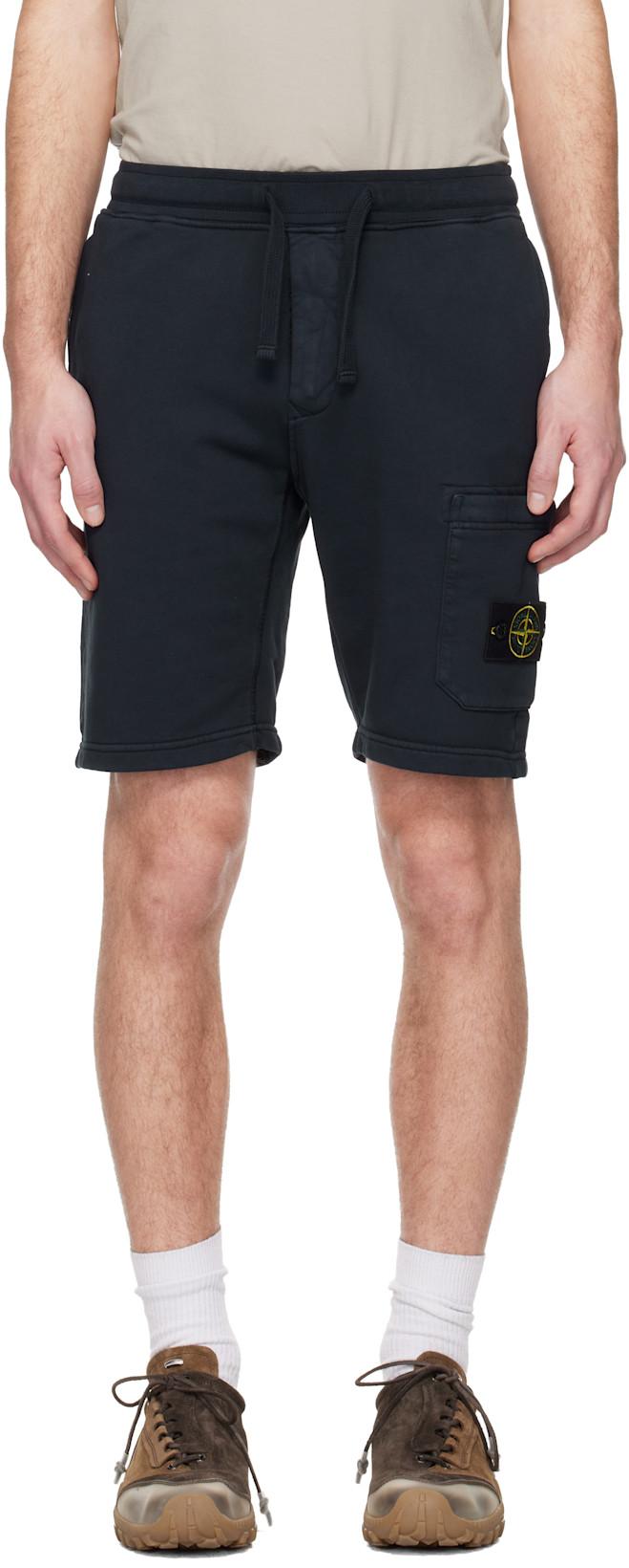 Navy 6200011 Organic Cotton Fleece Shorts by STONE ISLAND