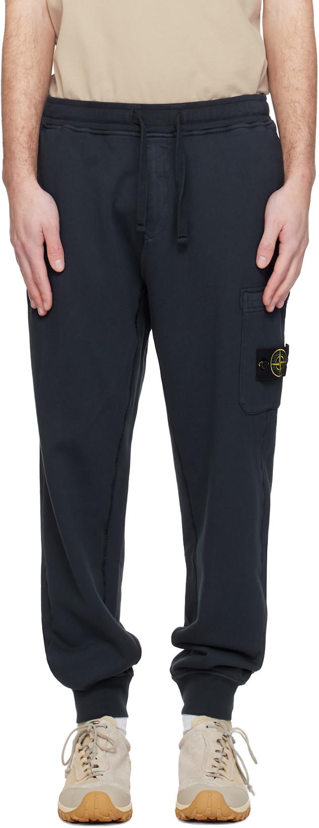 Navy 6200021 Organic Cotton Fleece Cargo Pants by STONE ISLAND