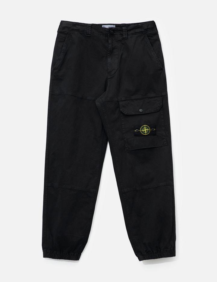 Organic Cotton Stretch Broken Twill 'OLD' Effect Cargo Trousers by STONE ISLAND