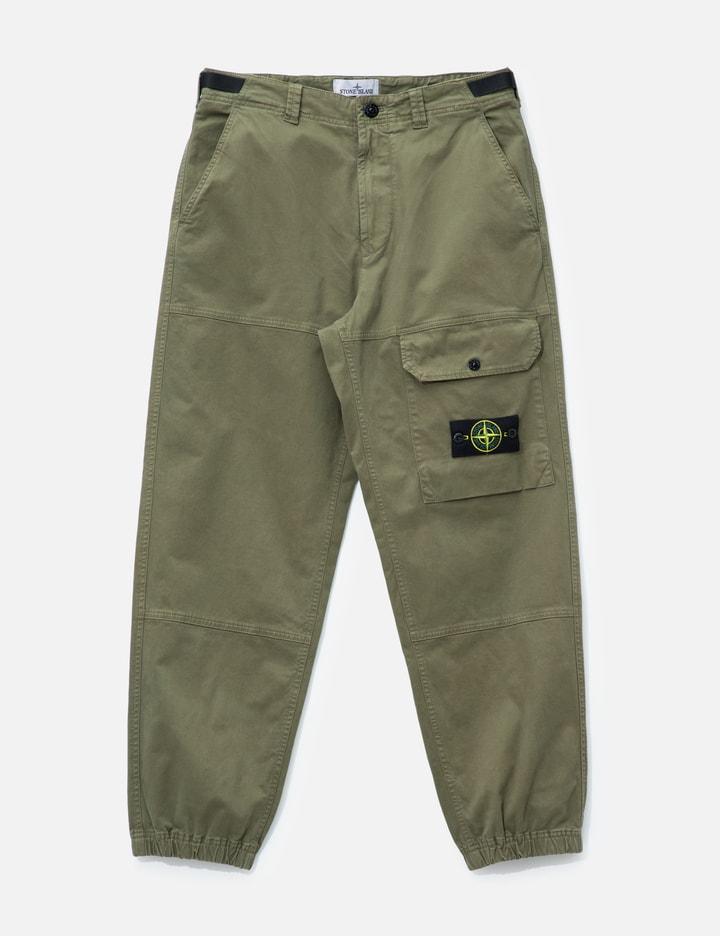 Organic Cotton Stretch Broken Twill 'old' Effect Cargo Trousers by STONE ISLAND