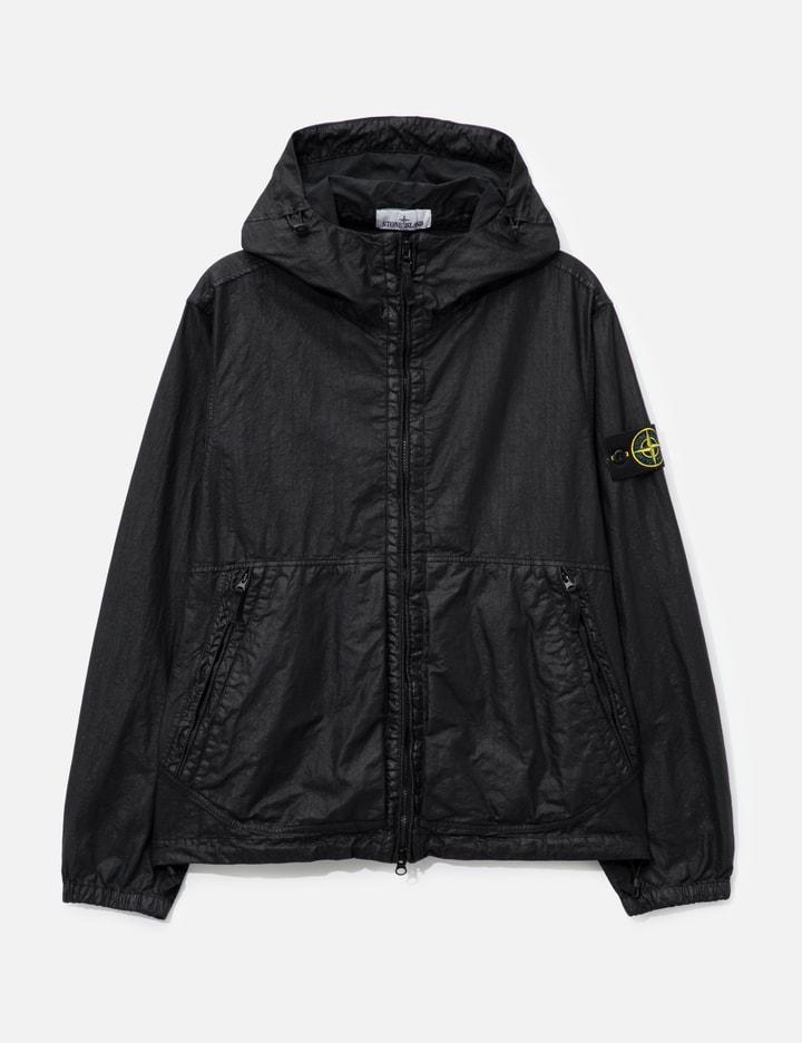 Organic-Look Nylon Panama-TC Hooded Jacket by STONE ISLAND