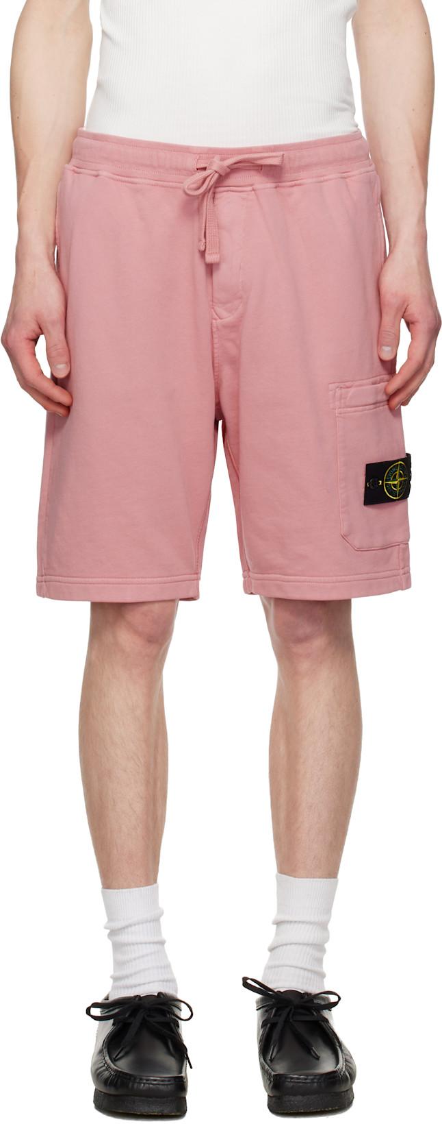 Pink 6200011 Organic Cotton Fleece Shorts by STONE ISLAND