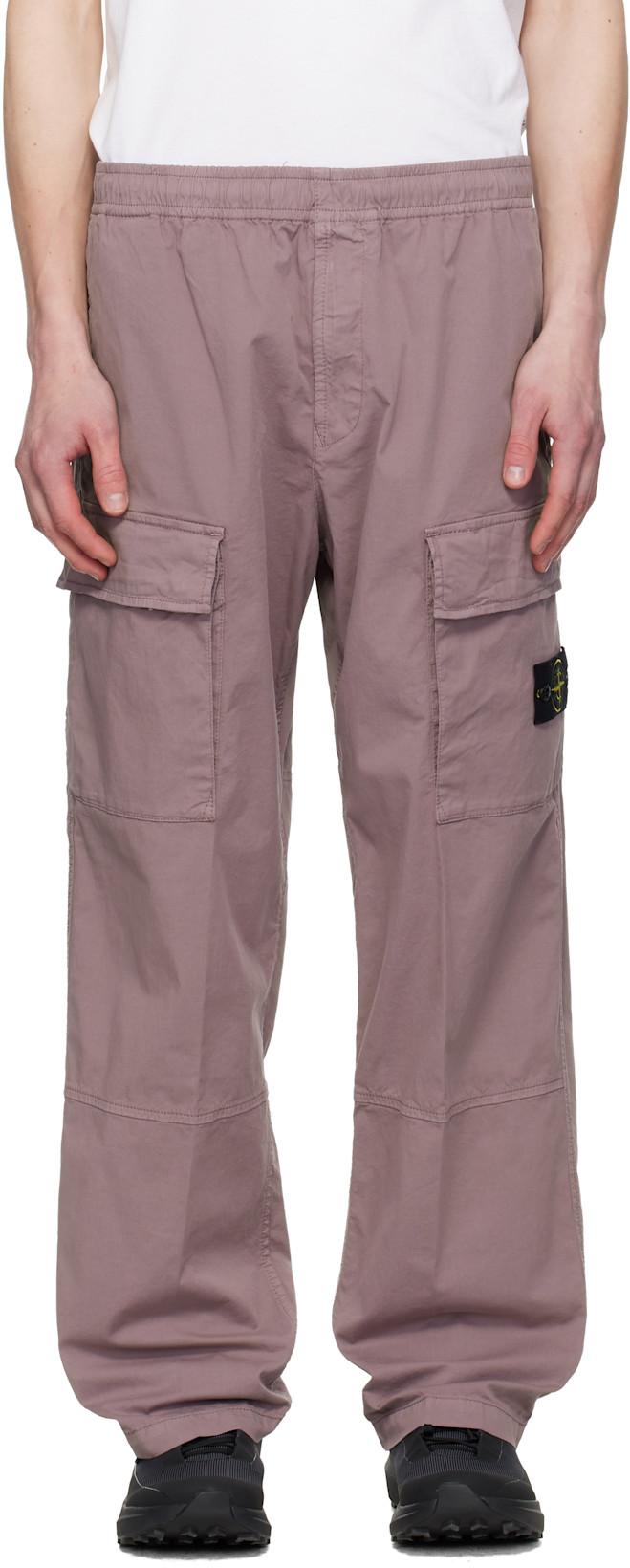 Purple 3100020 Stretch Organic Cotton Twill Cargo Pants by STONE ISLAND