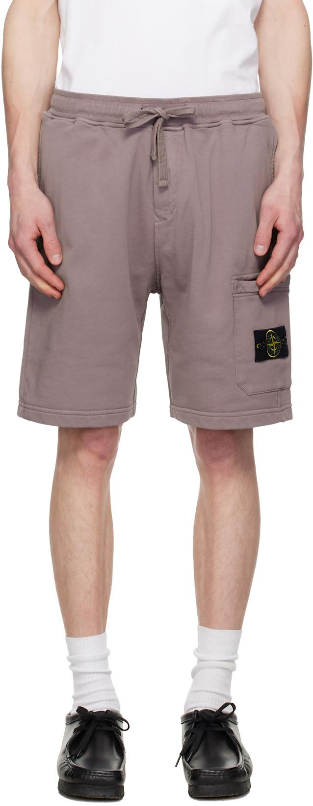 Purple 6200011 Organic Cotton Fleece Shorts by STONE ISLAND