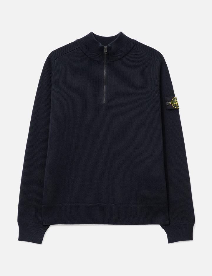 Ribbed Soft Organic Cotton Half-Zip Jumper by STONE ISLAND