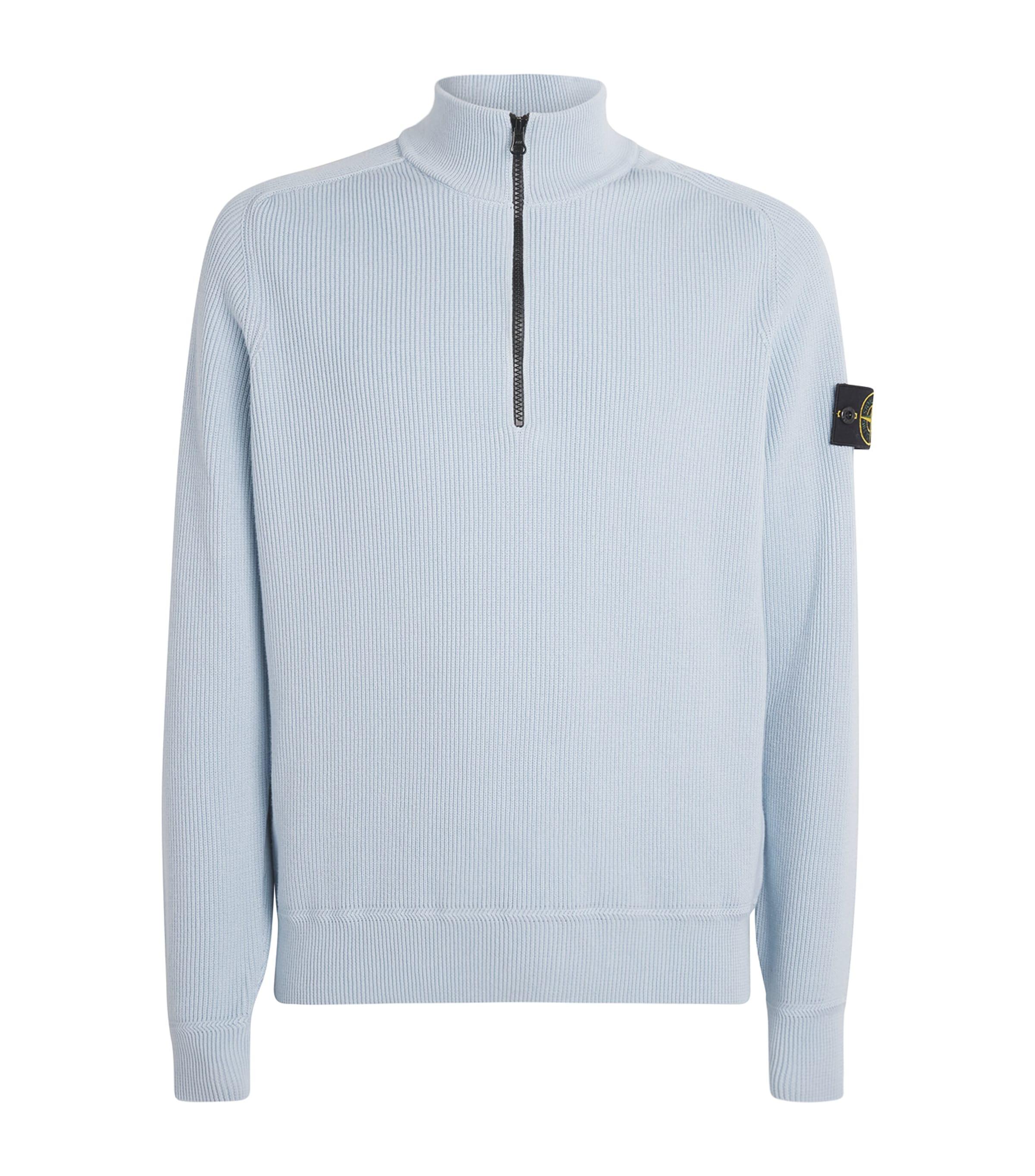 Stone Island Cotton Half-Zip Rib-Knit Sweatshirt by STONE ISLAND