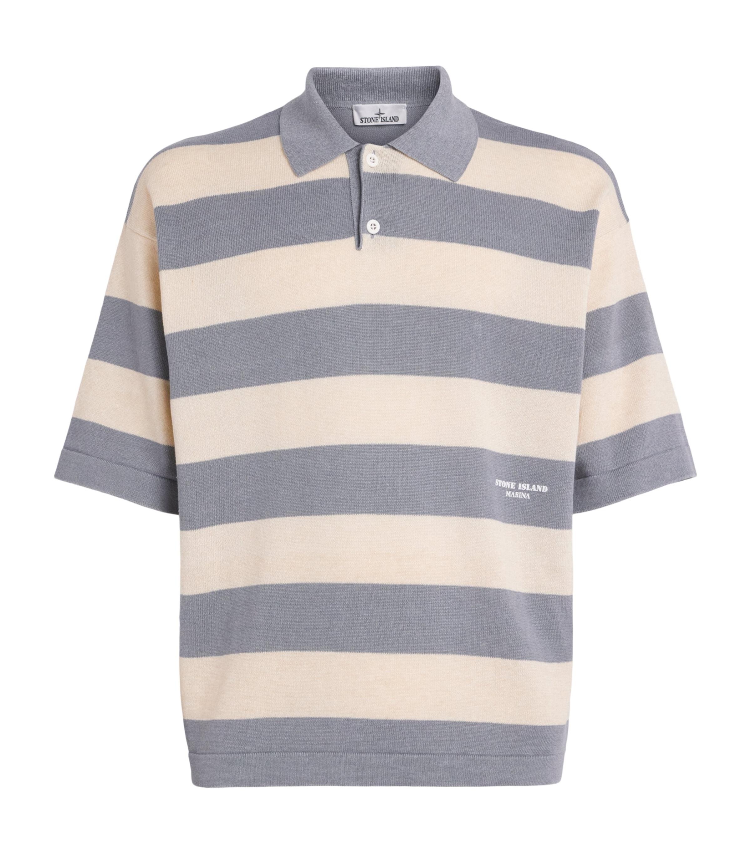 Stone Island Cotton-Linen Stripe Polo Shirt by STONE ISLAND