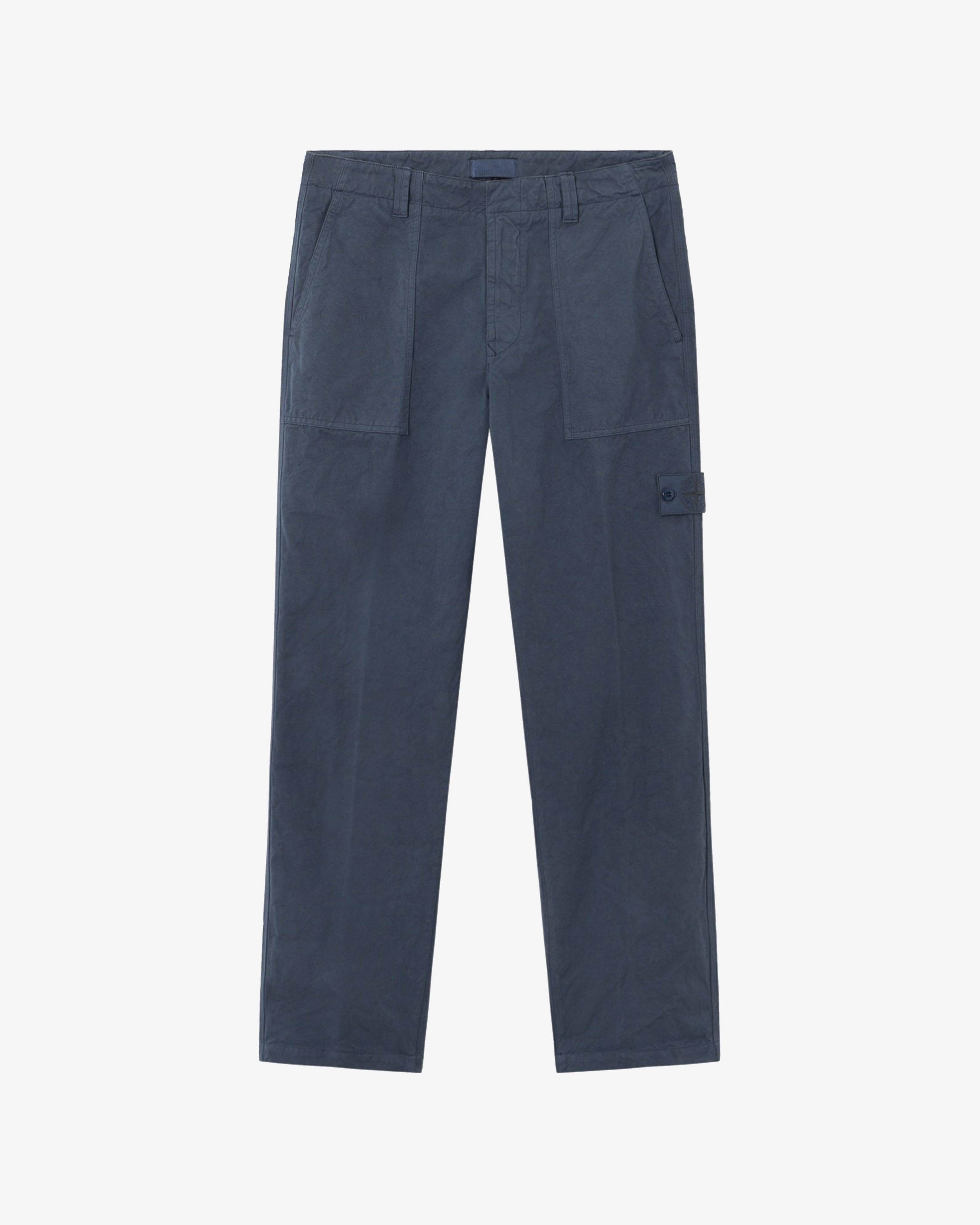 Stone Island - Men's Cotton Linen Canvas Trousers - (Slate Blue) by STONE ISLAND