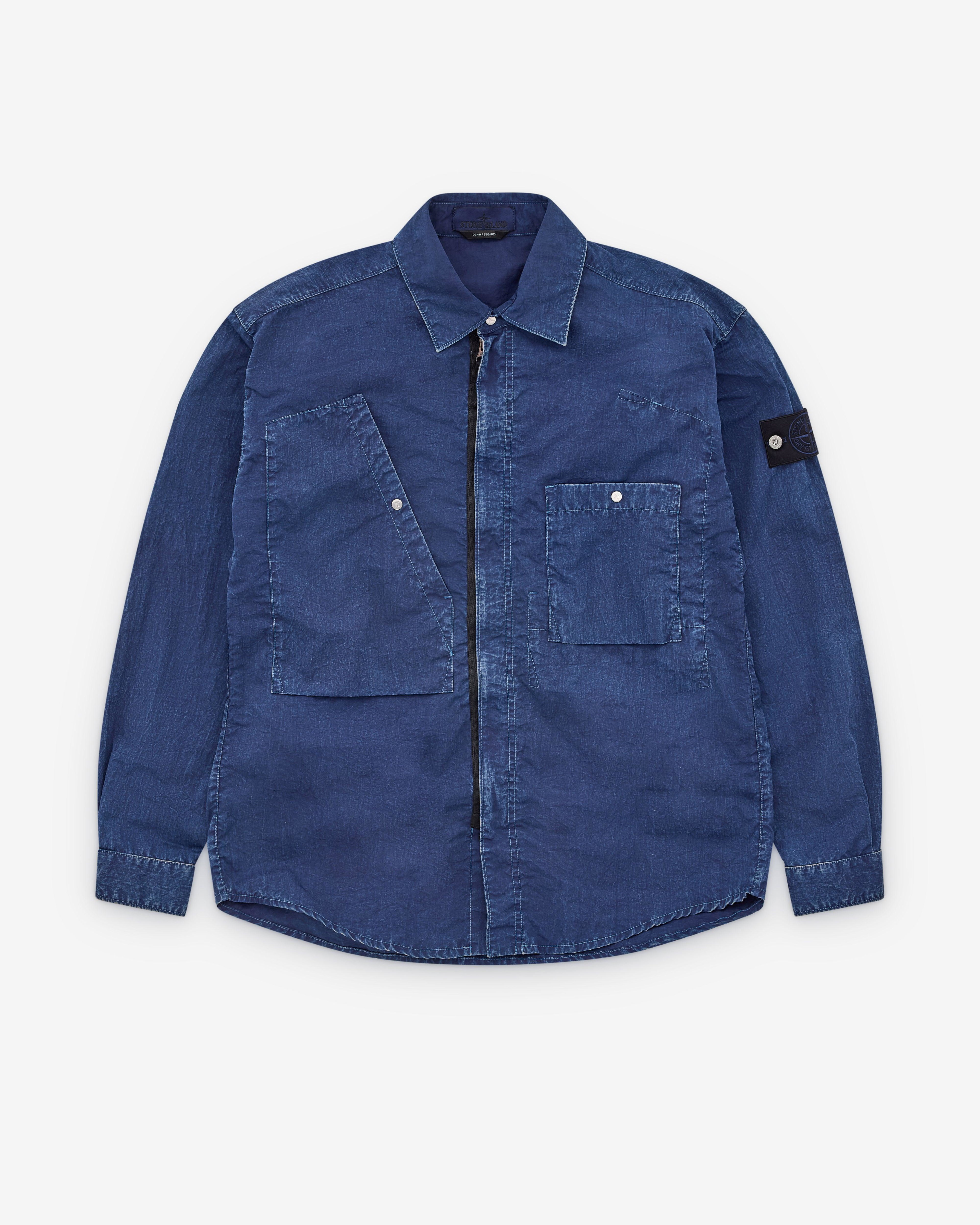 Stone Island - Men’s Denim Shirt - (Washed Indigo) by STONE ISLAND