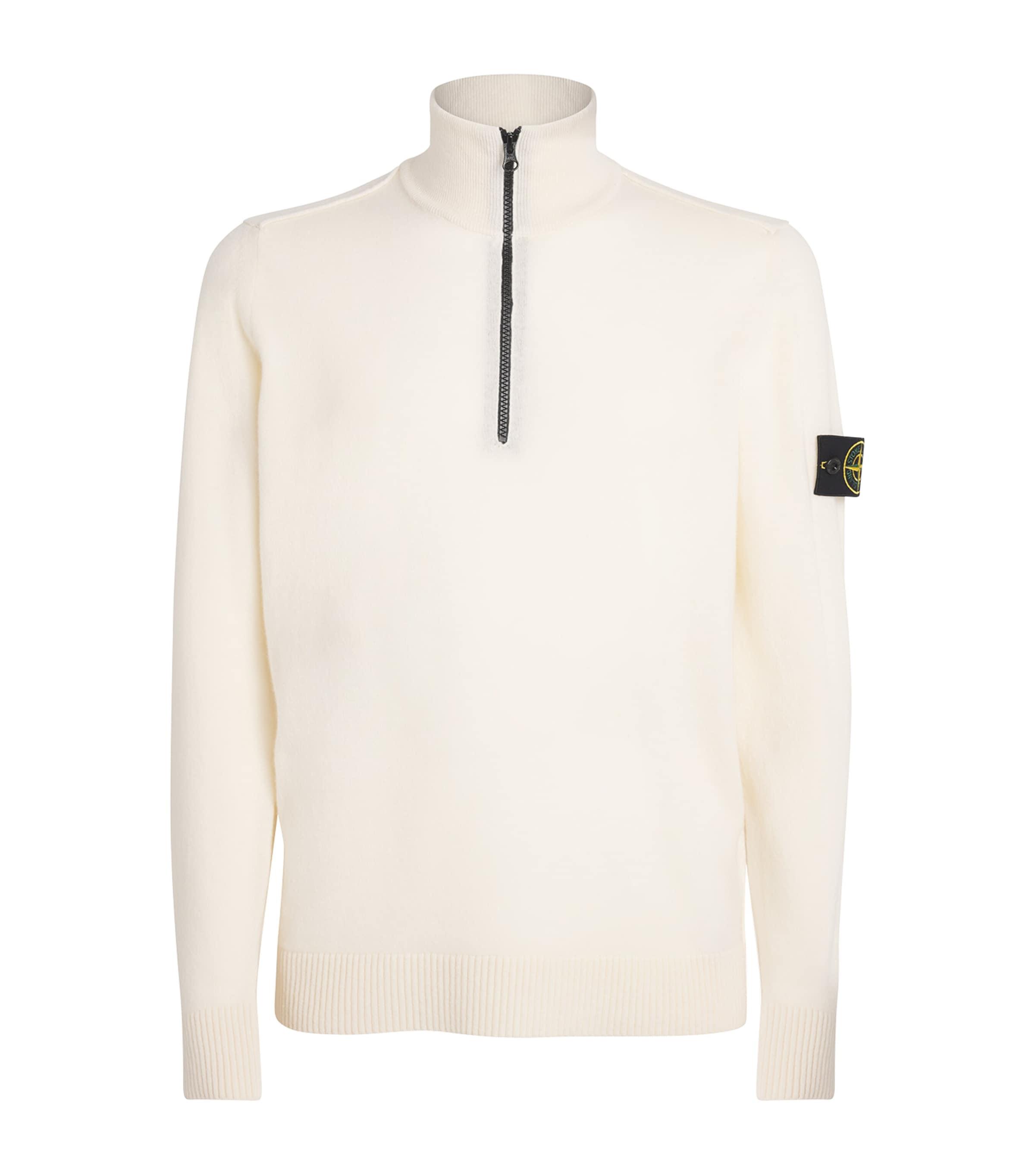 Stone Island Virgin Wool Half-Zip Compass Sweatshirt by STONE ISLAND