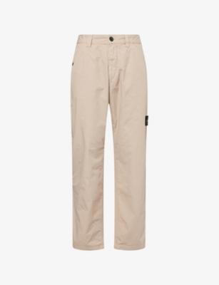 Straight-Leg Logo-Patch Cotton-Ripstop Trousers by STONE ISLAND