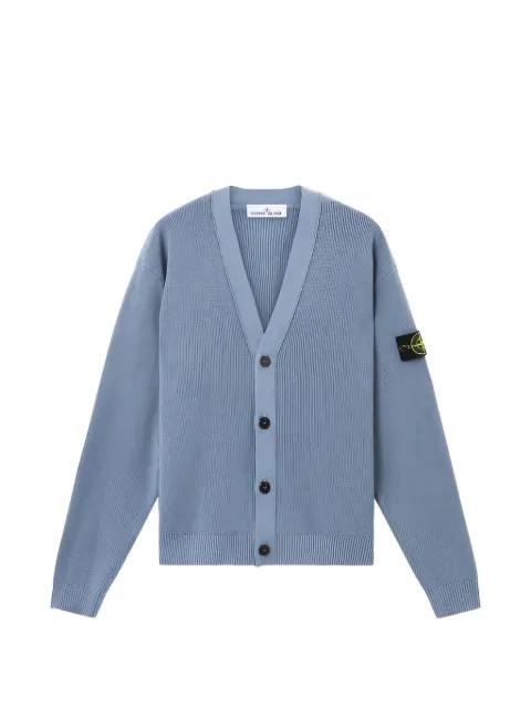 V-neck logo-patch cardigan by STONE ISLAND