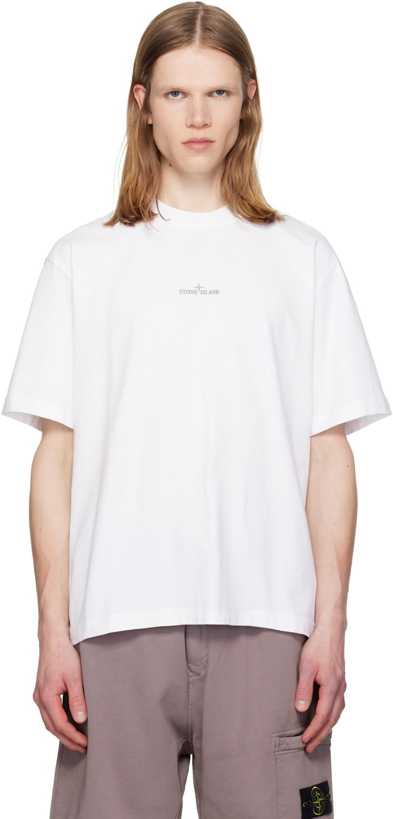 White 2100001 Combed Organic Cotton Jersey T-shirt by STONE ISLAND