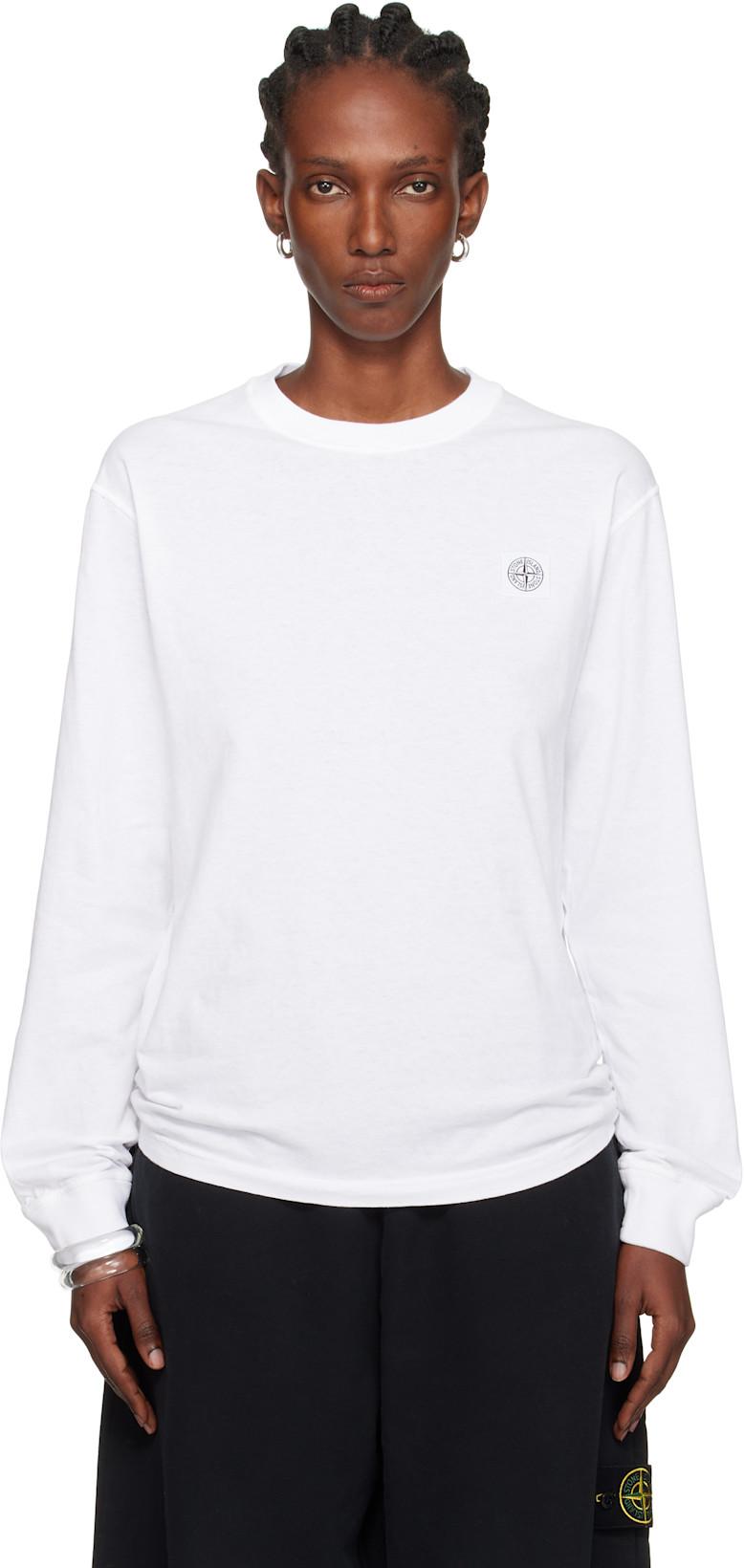White 2100030 Organic Cotton Jersey 'Fissato' Effect T-shirt by STONE ISLAND