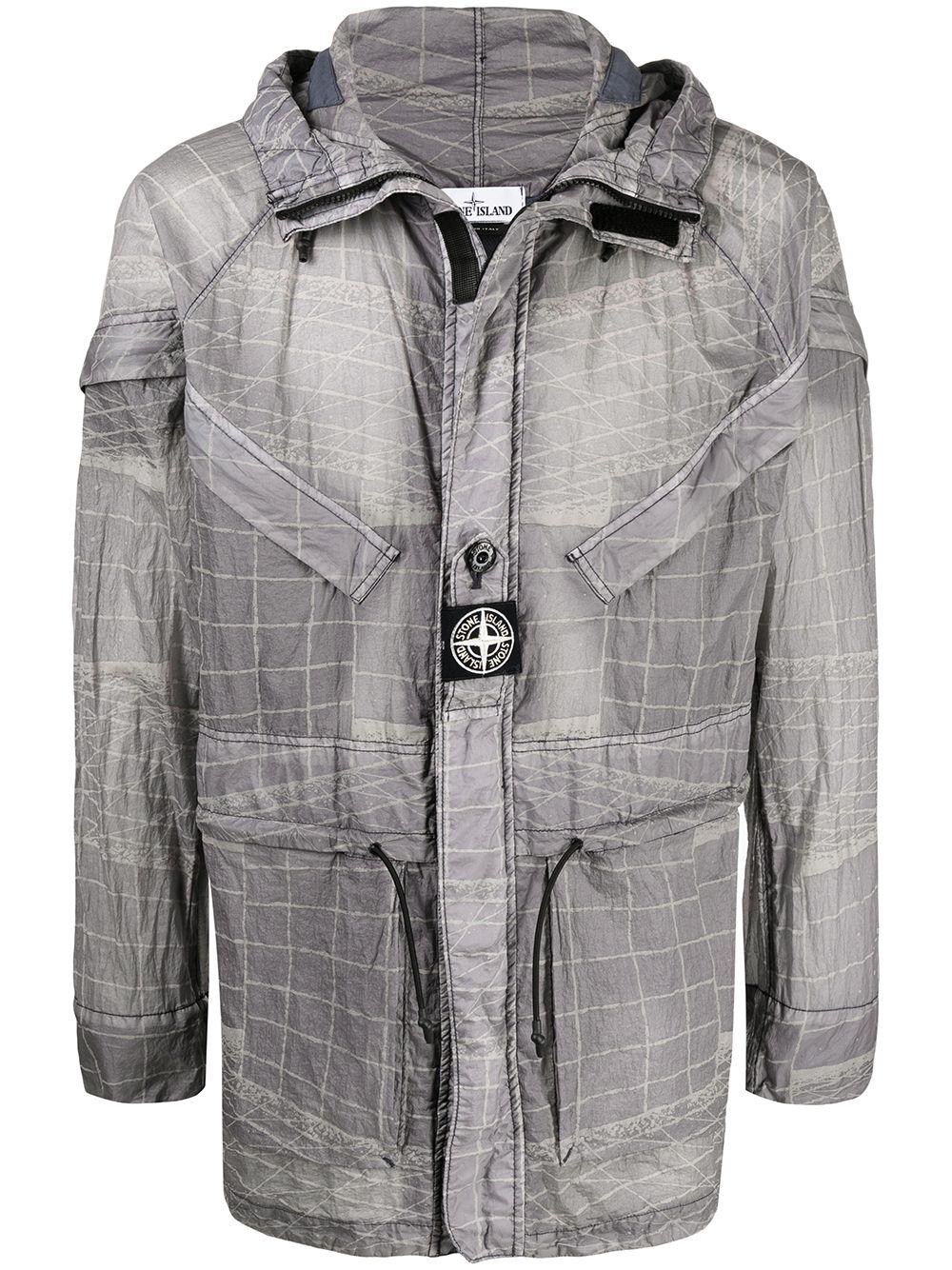 abstract-print hoodied lightweight jacket by STONE ISLAND