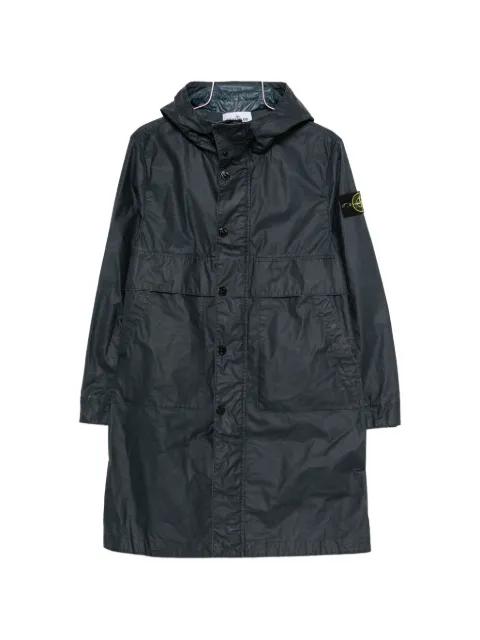 button-fastening hoodied coat by STONE ISLAND