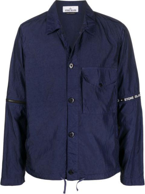 detachable-sleeves logo-print shirt jacket by STONE ISLAND