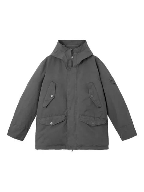 diagonal-pocket hoodied parka by STONE ISLAND
