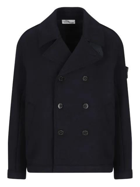 double-breasted wool peacoat by STONE ISLAND
