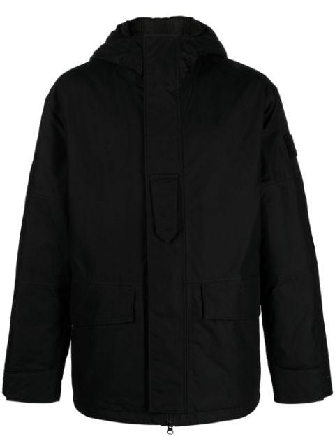 garment-dyed cotton hoodied jacket by STONE ISLAND