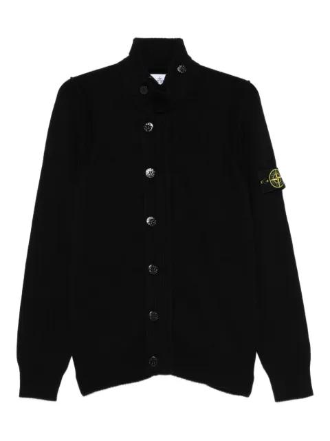 high-neck buttoned cardigan by STONE ISLAND
