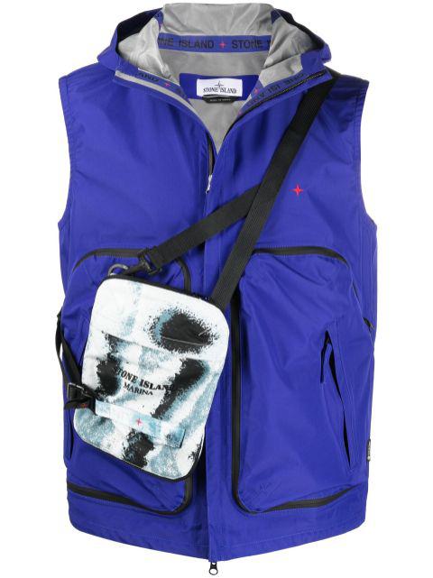 logo-embroidered hoodied gilet by STONE ISLAND