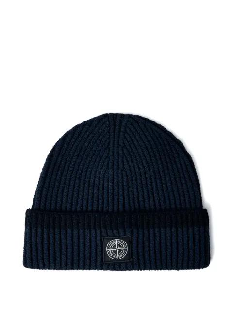 logo-motif ribbed beanie by STONE ISLAND