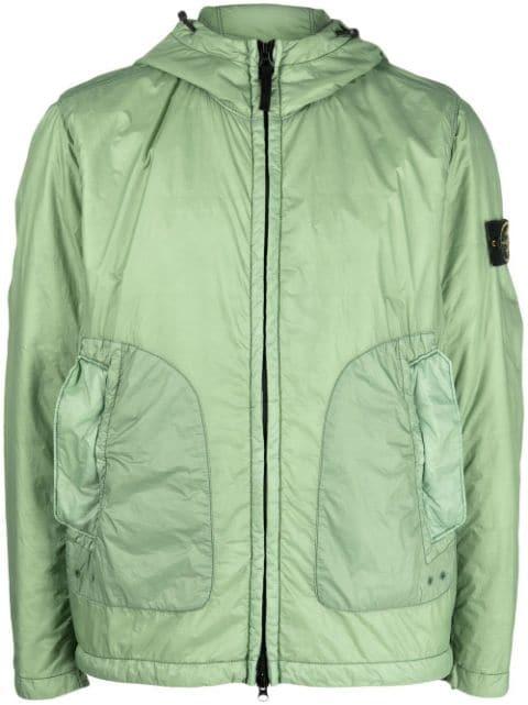 logo-patch hoodied jacket by STONE ISLAND