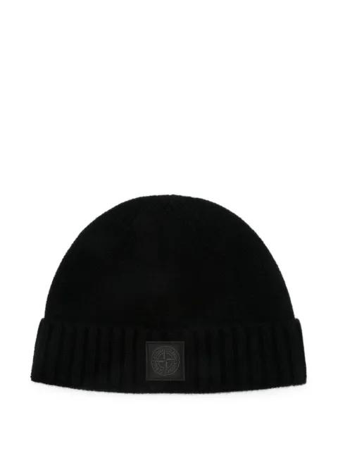 logo-patch ribbed beanie by STONE ISLAND