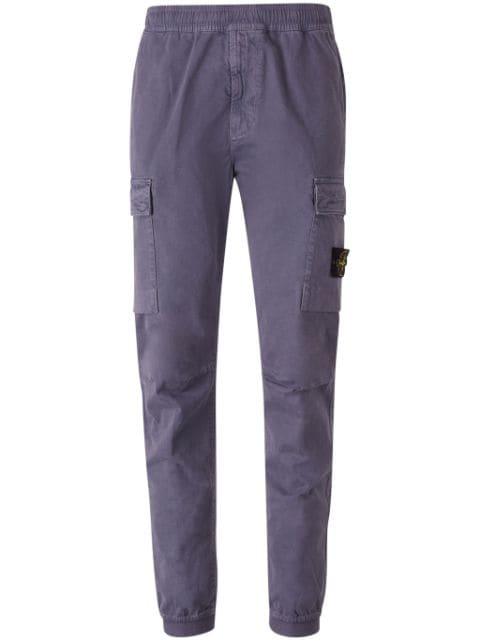 logo-patch stretch-cotton pants by STONE ISLAND