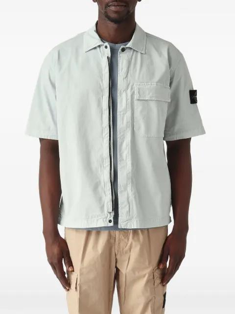 logo-patch zip-up shirt by STONE ISLAND