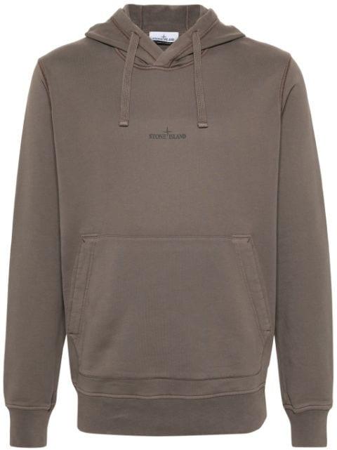 logo-print cotton hoodie by STONE ISLAND