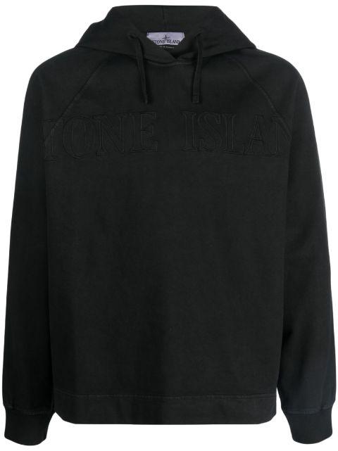 logo-print cotton hoodie by STONE ISLAND