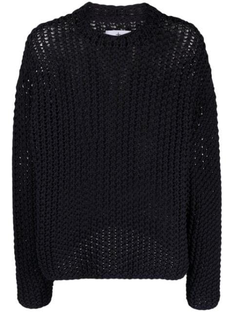 logo-print long-sleeve macramé jumper by STONE ISLAND