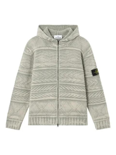 patterned zip-up hoodie by STONE ISLAND
